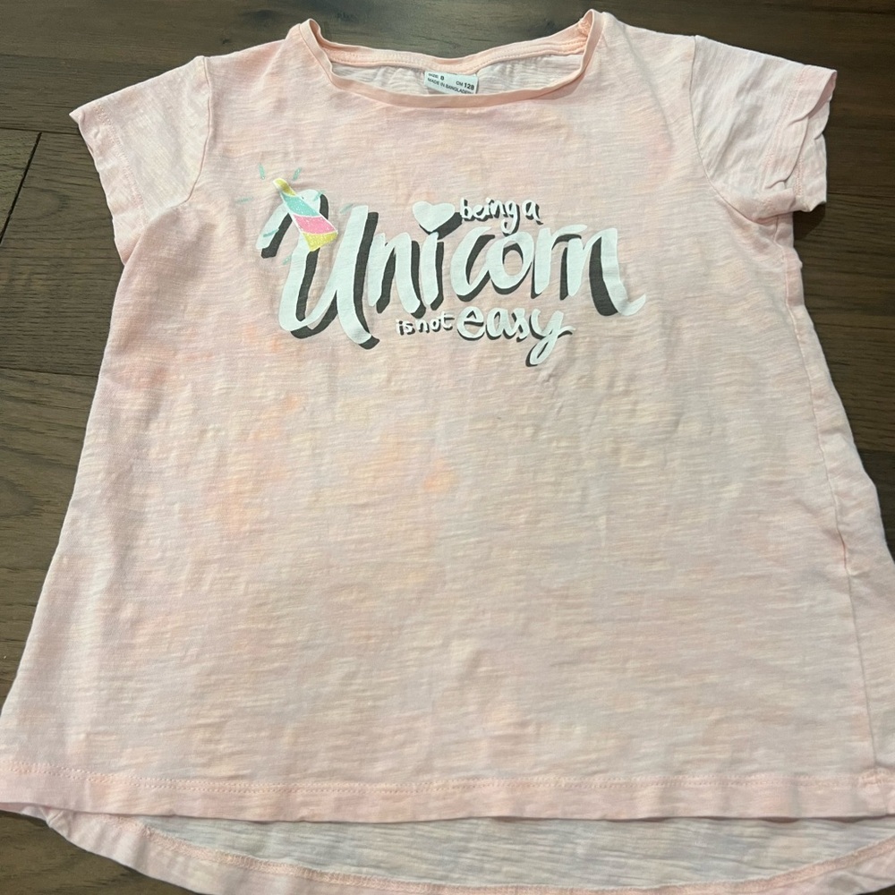 Girls Zara Unicorn Graphic Tee Shirt, Size 8